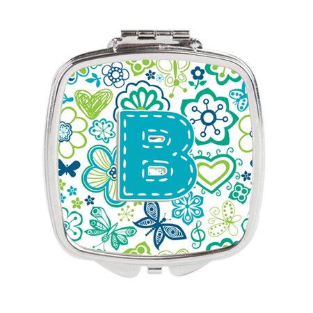 Carolines Treasures Letter B Flowers and Butterflies Teal Blue Compact Mirror CJ2006-BSCM